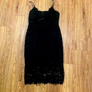 Bardot black lace dress